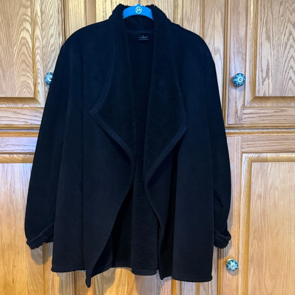 Cuddl Duds Black Open Front Jacket - Picture 2 of 6